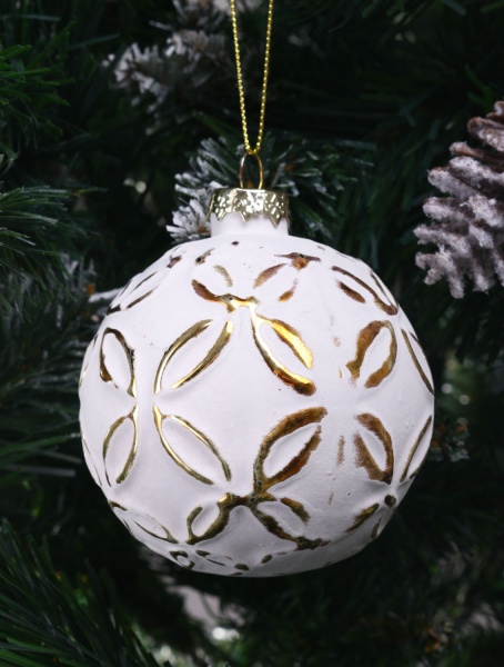 Елочная игрушка в форме шара золотая стеклянная 8 см 8 мм золотой ABT316430