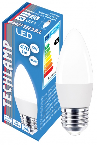 Лампа світлодіодна Techlamp 5 Вт C37 матова E27 220 В 4000 К 