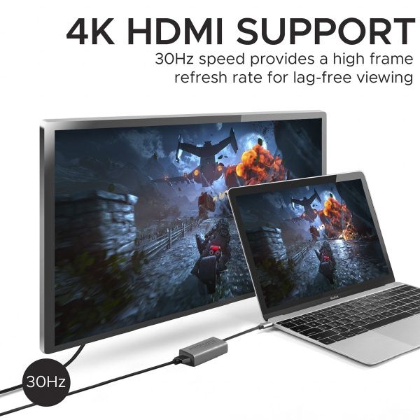 Кабель Promate USB Type-C – HDMI сірий 