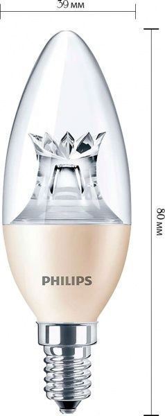 Лампа светодиодная Philips MAS LEDcandle D 6.2 Вт B39 прозрачная E14 220 В 2700 К 929000271802 