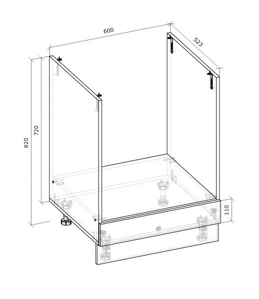 Тумба нижняя под духовку МС Идея Лофт Ндф 60/82/525 с фасадом бетон Грейд