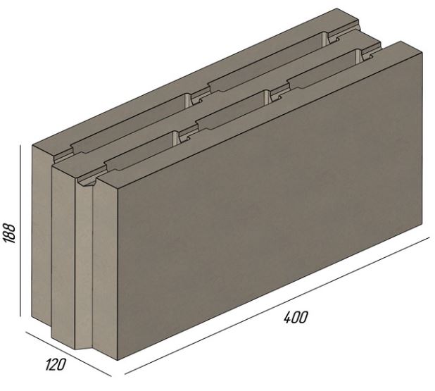Блок бетонний KOLIZEY 400x120x188 мм
