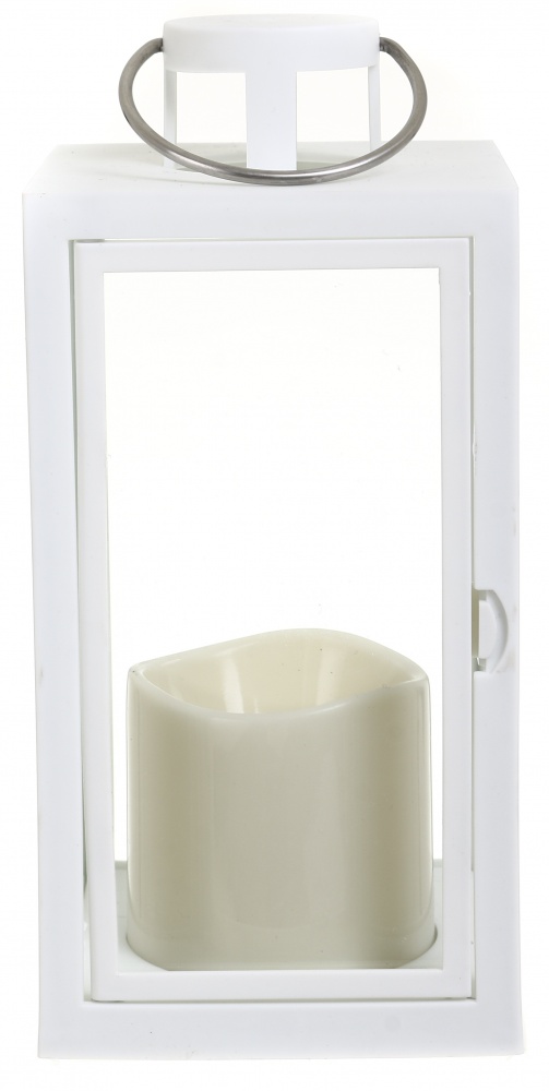 Свеча -фонарь LED со свечой 10х10х21 см белый Pako-If