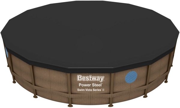 Басейн каркасний Bestway з віконцем 488х122см, 19480л з насосом, драбиною, підложкою, накриттям Ротанг