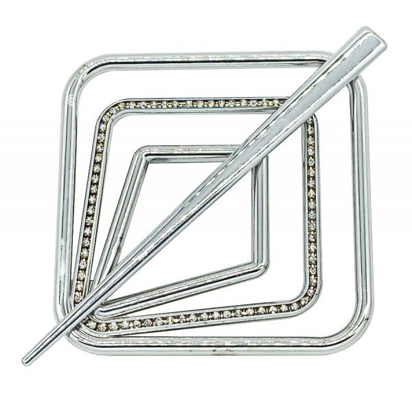 Заколка Квадрат Элит 85х85 мм серебро глянец В0021-2 MISLT