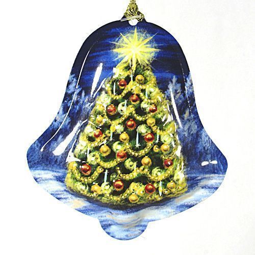 Елочная игрушка колокольчик Елка 10 см 