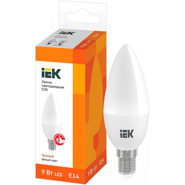 Лампа светодиодная IEK 9 Вт C35 матовая E14 220 В 3000 К 