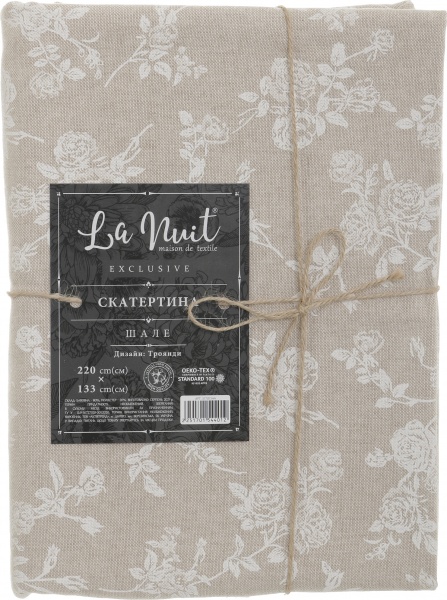 Скатертина Шале троянди 133x220 см бежевий La Nuit 