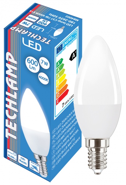Лампа світлодіодна Techlamp 7 Вт C37 матова E14 220 В 4000 К 