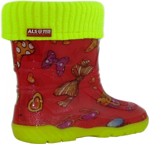 Чоботи гумові дитячідля хлопчиківдля дівчаток Alisa Line Бантики розмір 29 червоний/салатовий 