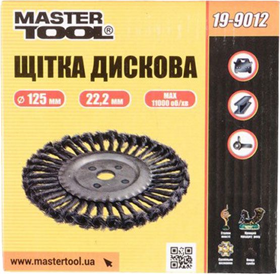 Щітка дискова D 115х22,2 мм MasterTool з плетеного дроту 19-9012