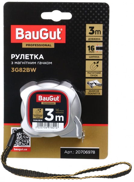 Рулетка BauGut з магнітами 3G82BW 3 м x 16 мм