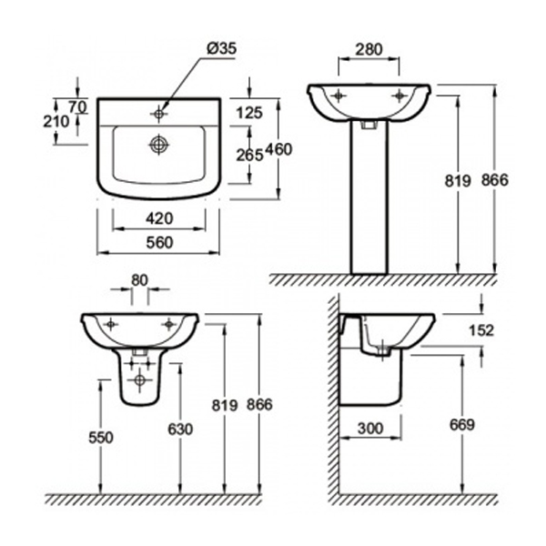 Умывальник Jacob Delafon Panache Е 1434-00