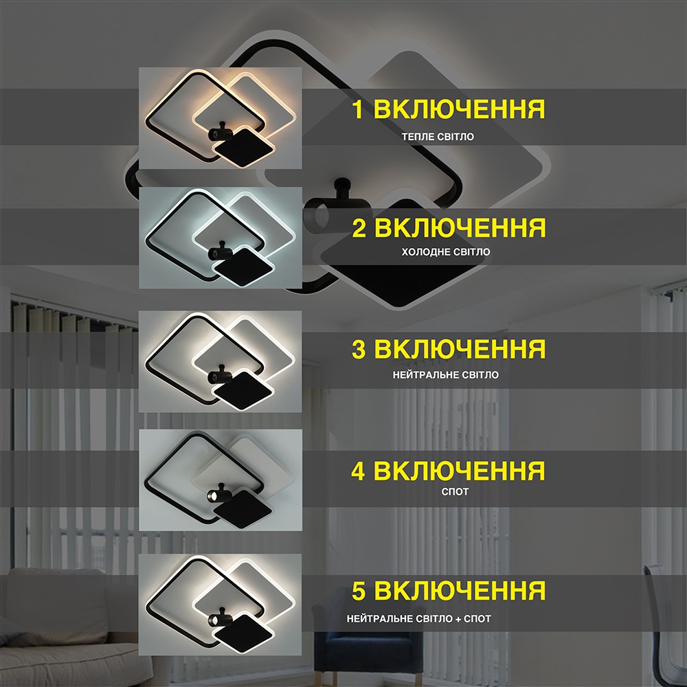 Світильник стельовий ESLLSE ECLIPSE 95 Вт білий із чорним 3000-6500 К 10442