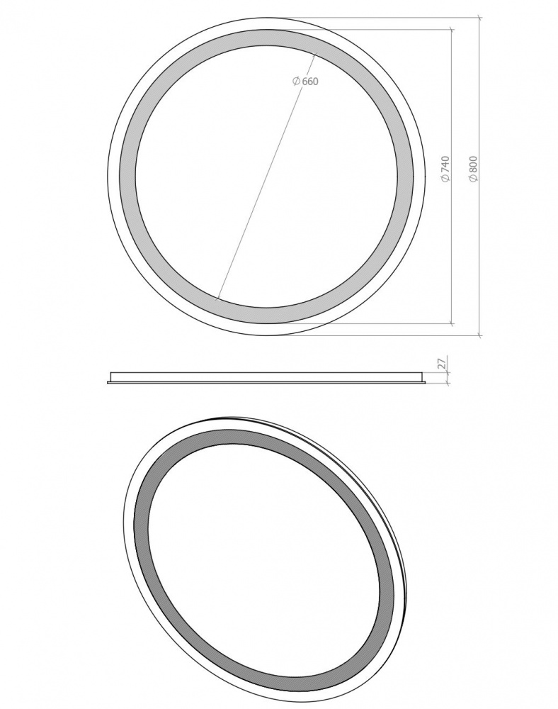 Зеркало со встроенной подсветкой Омега R-line D-80