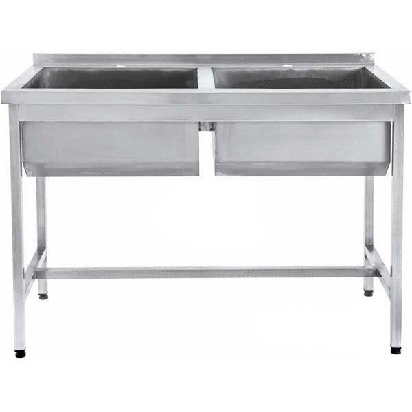 Мойка производственная 2 секции с бортиком, без полки Tehma 1200x600x850 мм нержавеющая сталь