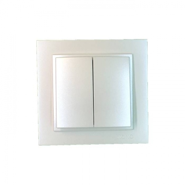 Выключатель двухклавишный Mono Despina без подсветки жемчуг 102-252525-102