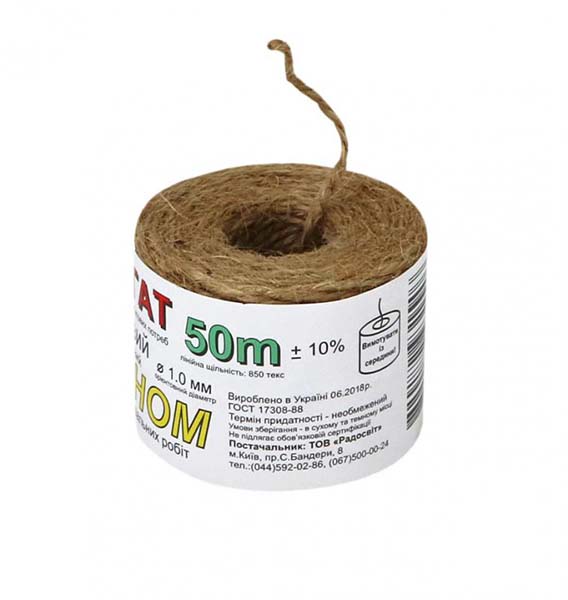 Шпагат джутовий Радосвіт 1 мм 50 м кремово-коричневий