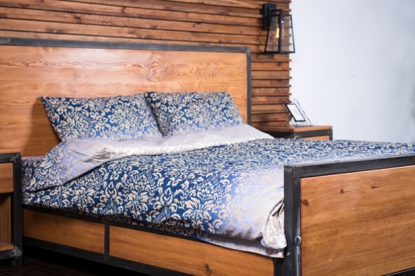 Комплект постільної білизни Істамбул 1,5 синьо-золотисто-сірий Rigel 