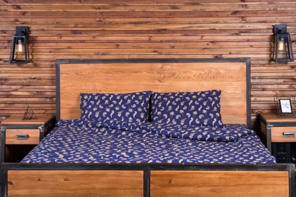 Комплект постельного белья Султан евро темно-синий Rigel 