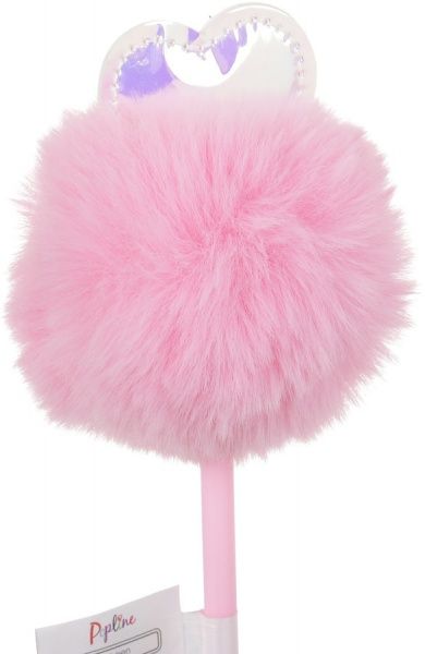 Ручка шариковая Розовое сердце с помпоном 