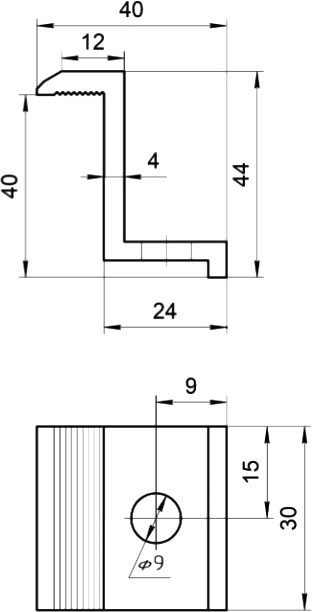 Притиск кінцевий 40 мм алюмінієвий для сонянчних панелей