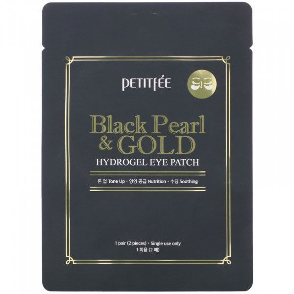 Патчі під очі Petitfee з золотом і чорними перлами Black Pearl & Gold Hydrogel Eye Patch 2 шт./уп.