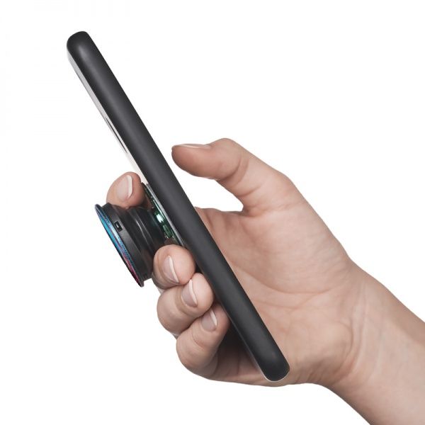 Тримач для телефона Pop 005 Далека галактика Luxe Cube чорний із блакитними вставками