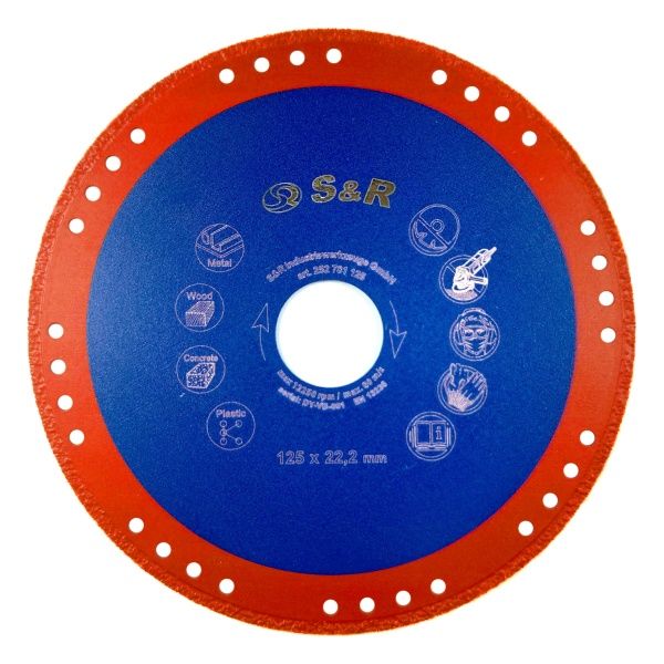 Диск алмазний відрізний S&R 125x22,2 метал, універсальний 252781125