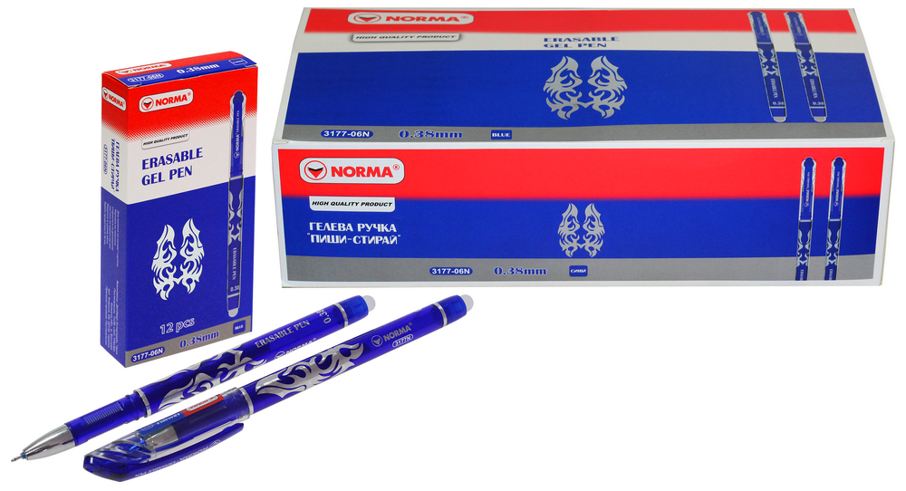 Ручка гелевая NORMA пиши-стирай 0.38 мм синяя Erasable 3177-06N