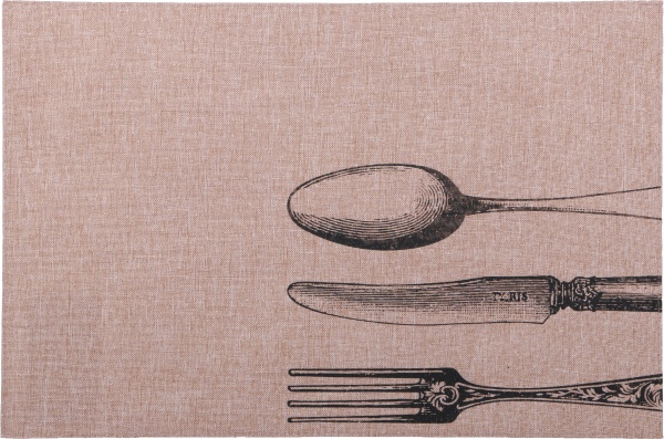 Коврик для сервировки Столовые приборы 45x30 см бежевый/черный Flamberg