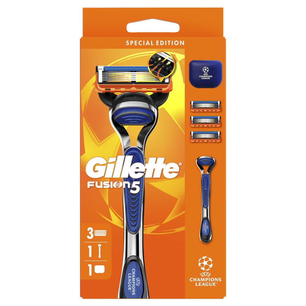 Станок для бритья GILLETTE Fusion 5 с 3 сменными картриджами + чехол 1 шт.