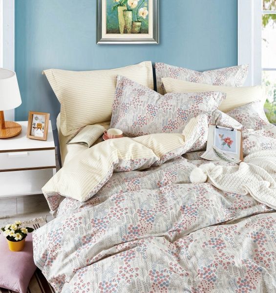 Комплект постельного белья Carnality 2 бежевый с принтом La Nuit 