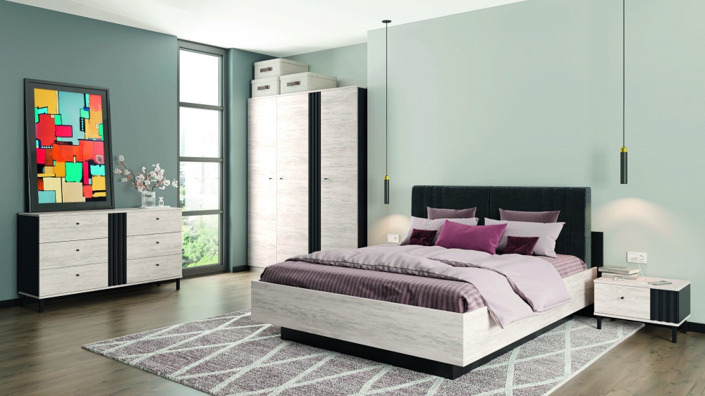 Комод Світ Меблів 3Ш+3Ш Тео 820x400 мм антрацит/артвуд светлый