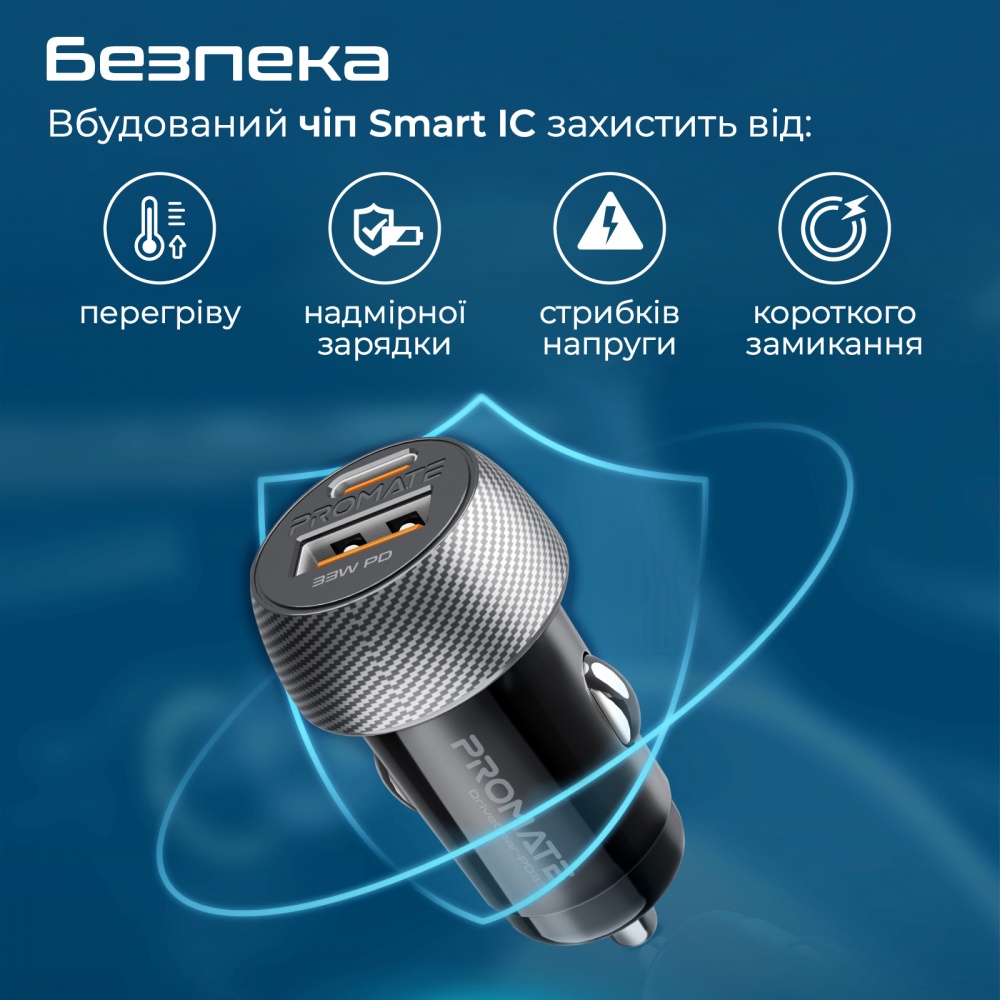 Автомобильное зарядное устройство USB-C, USB-A DriveGear-PD33