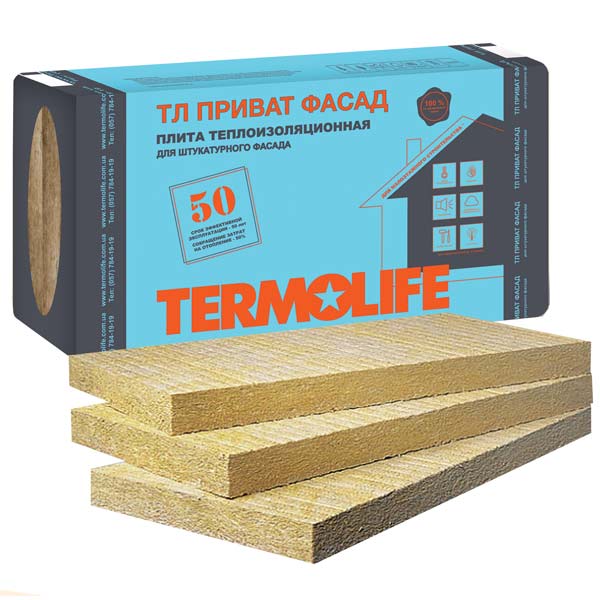 Базальтова вата TERMOLIFE ТЛ Приват Фасад 100 мм 1,2 кв.м