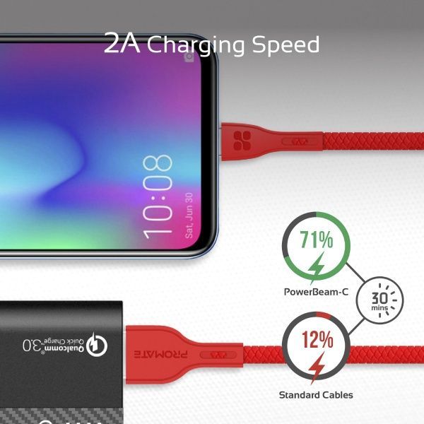 Кабель Promate USB – microUSB 1,2 м червоний (powerbeam-m.red) 