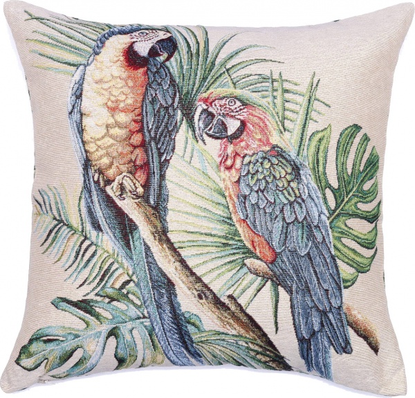 Наволочка декоративная Lefard Попугай 47x47 см бежевый с рисунком Home Textile 