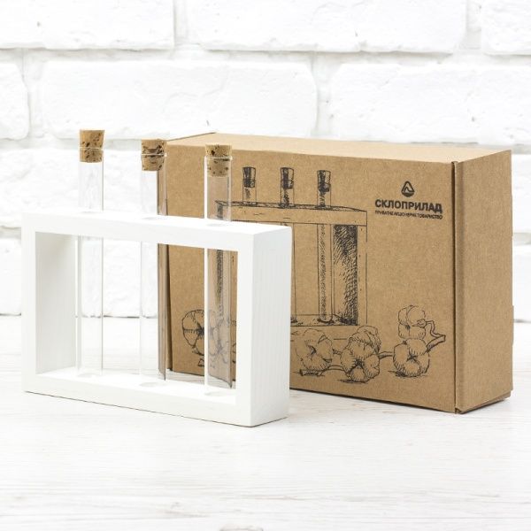 Підставка декоративна Склоприлад із 3 пробірками натуральна