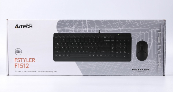 Комплект клавиатура и мышь A4Tech F1512 (Black) 