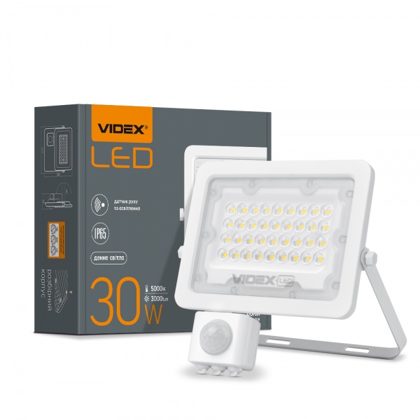 Прожектор Videx LED F2e с датчиком движения и освещенности 30 Вт IP65 белый 26265 