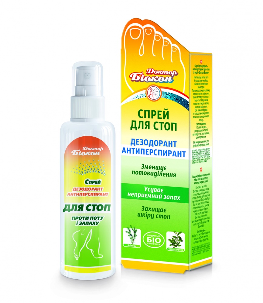 Антиперспірант для ніг Доктор Біокон для стоп 100 мл