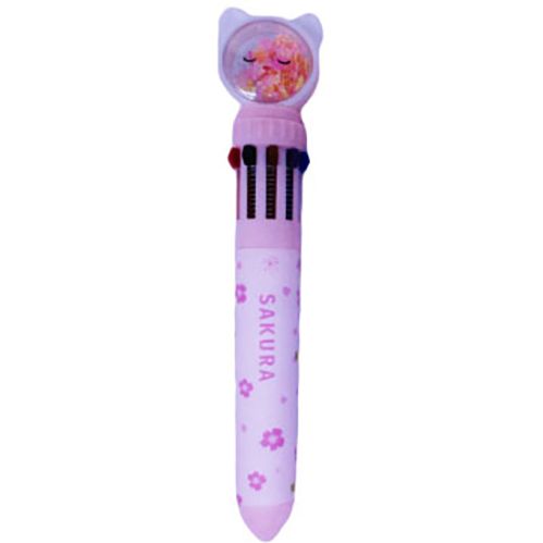 Ручка кулькова Котик з блискітками білий 10 кольорів 