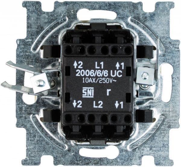 Вимикач прохідний двоклавішний ABB Basic 55 без підсвітки 10 А 230В IP20 кремовий 2006/6/6 UC-92;2006/6/6 UC-92-50