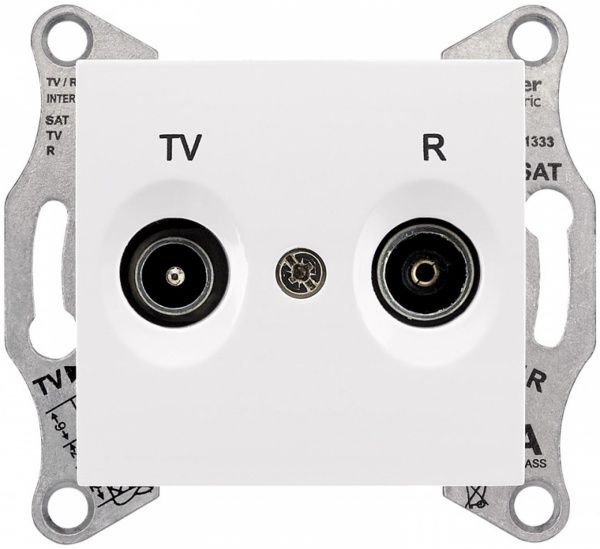Розетка TV+R проходная Schneider Electric Sedna белый