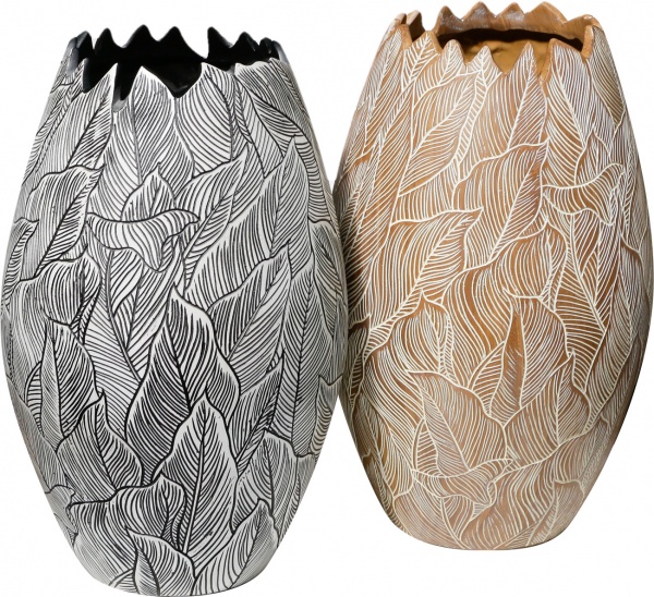 Ваза черно-белая Forest 43 см