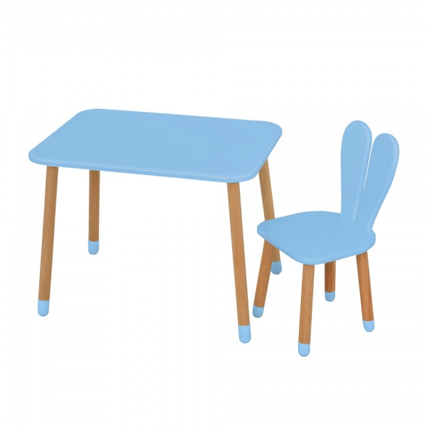 Комплект мебели детский ArinWOOD Зайчик пастельно-синий (столик 500x680 + стул) 04-027BLAKYTN 