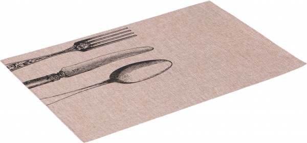 Коврик для сервировки Столовые приборы 45x30 см бежевый/черный Flamberg