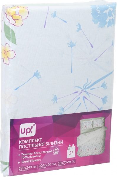 Комплект постельного белья Great Flowers 2,0 бело-салатовый UP! (Underprice) 
