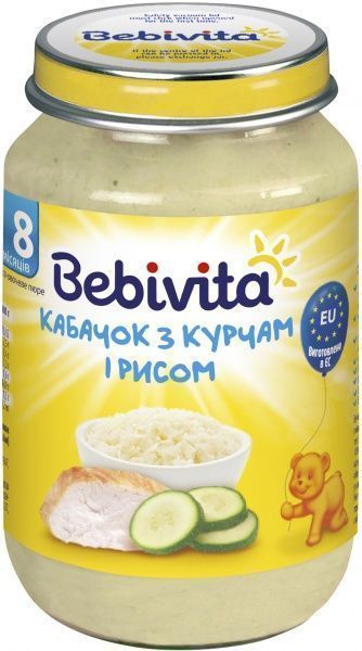 Пюре Bebivita Кабачок з курчам і рисом 220 г 9007253104210 